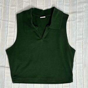 Sunday Best Forest Green Collared Crop Top